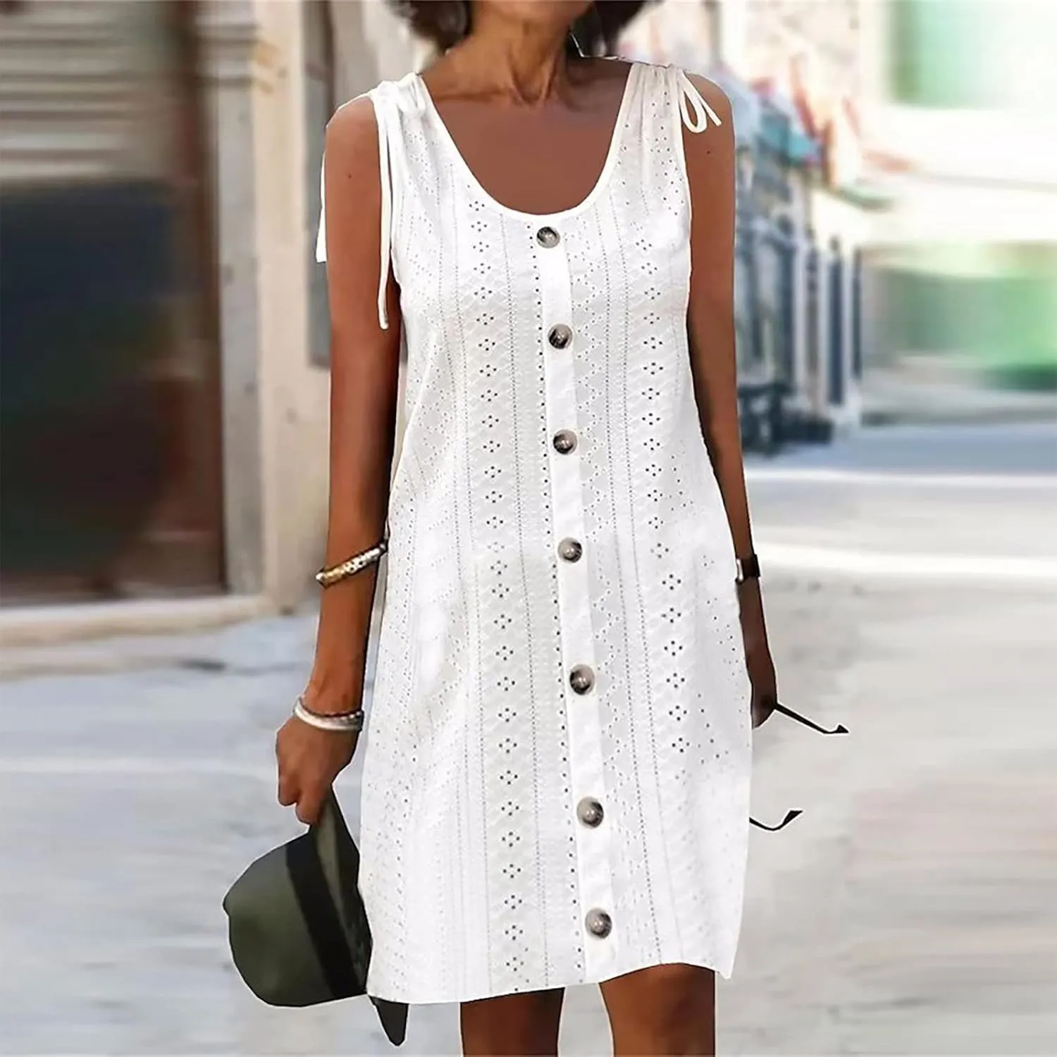 Maxi Long Dresses for Women 2025 Trendy Short Sleeve Eyelet Tshirt Dress Casual Summer Beach Vacation Sundress
