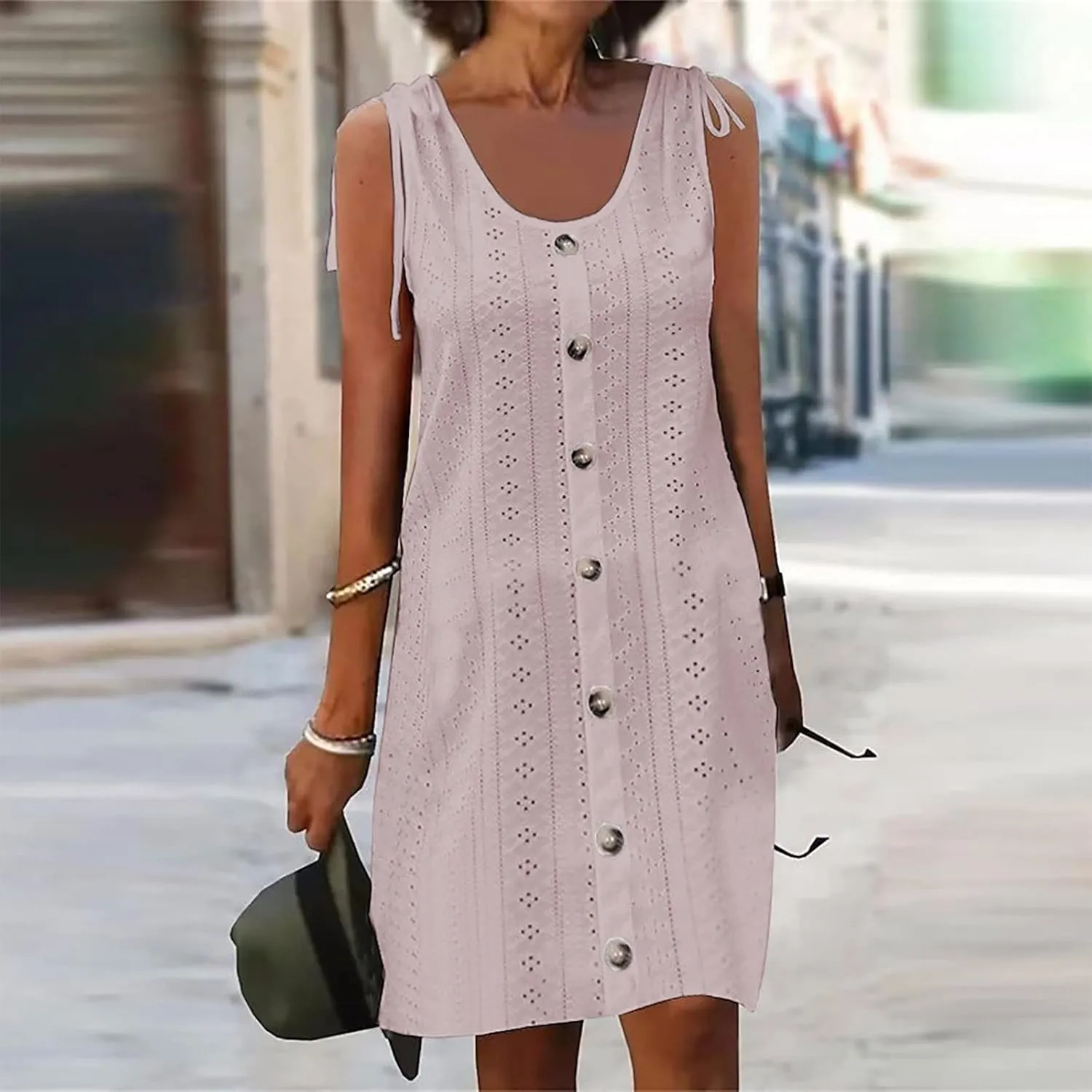 Maxi Long Dresses for Women 2025 Trendy Short Sleeve Eyelet Tshirt Dress Casual Summer Beach Vacation Sundress