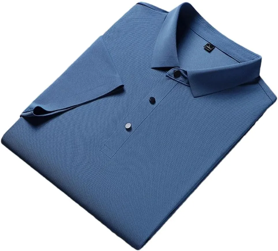 Men 3 Buttons Casual Work T Shirts Quick Dry Short Sleeve Polo Shirt