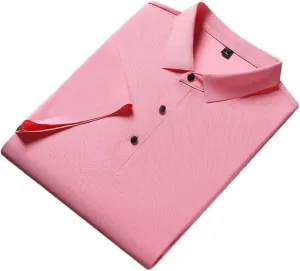 Men 3 Buttons Casual Work T Shirts Quick Dry Short Sleeve Polo Shirt
