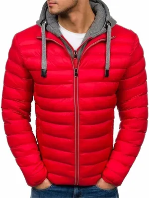 Men Winter Jacket Hooded Ultra Light Padded Jackets Cotton Coat Zipper Overcoat