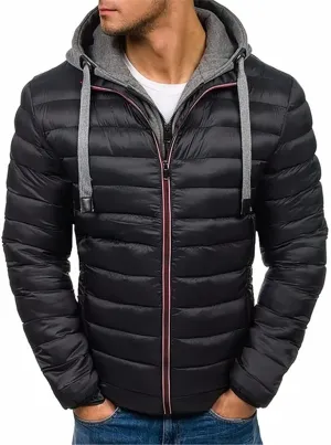 Men Winter Jacket Hooded Ultra Light Padded Jackets Cotton Coat Zipper Overcoat