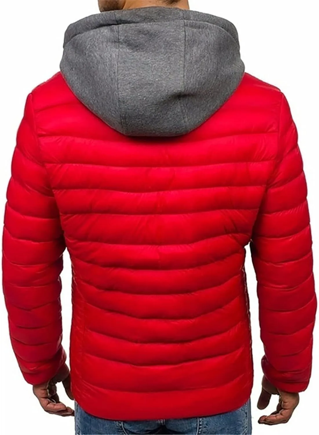 Men Winter Jacket Hooded Ultra Light Padded Jackets Cotton Coat Zipper Overcoat