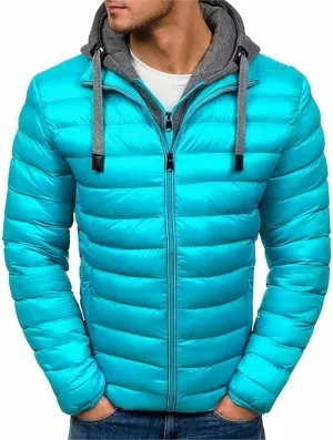 Men Winter Jacket Hooded Ultra Light Padded Jackets Cotton Coat Zipper Overcoat