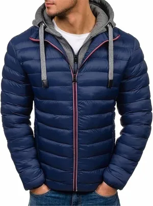 Men Winter Jacket Hooded Ultra Light Padded Jackets Cotton Coat Zipper Overcoat