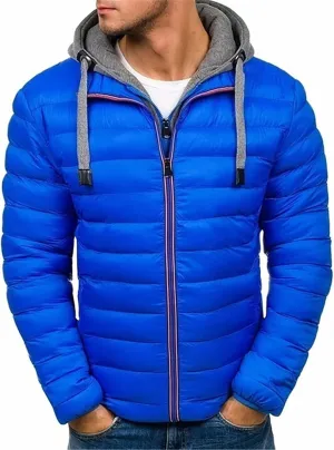 Men Winter Jacket Hooded Ultra Light Padded Jackets Cotton Coat Zipper Overcoat