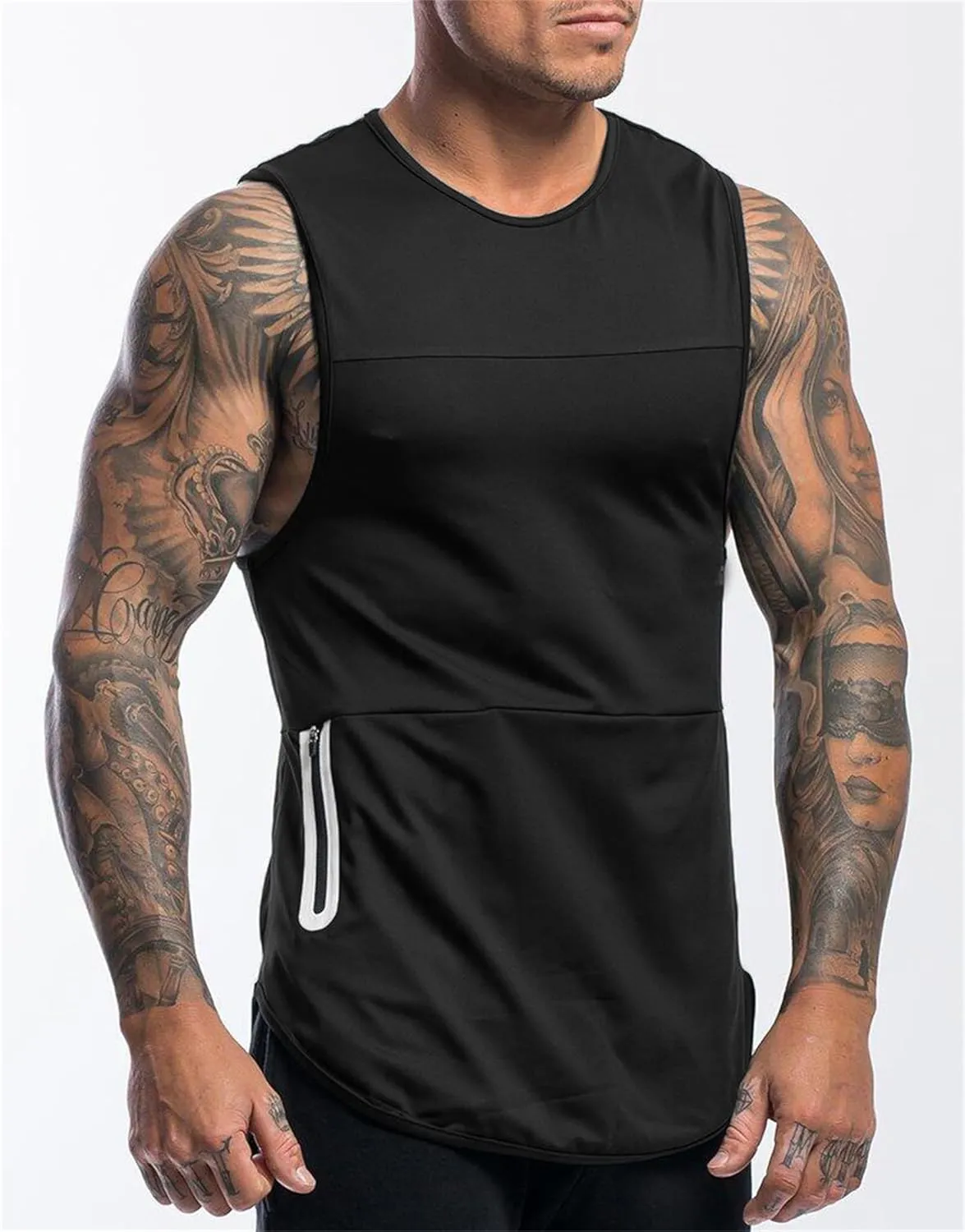 Mens Cotton Tank Undershirts Sleeveless Tank Top Lightweight Tank t Shirts Bodybuilding Quick-Dry Fitness T Shirts