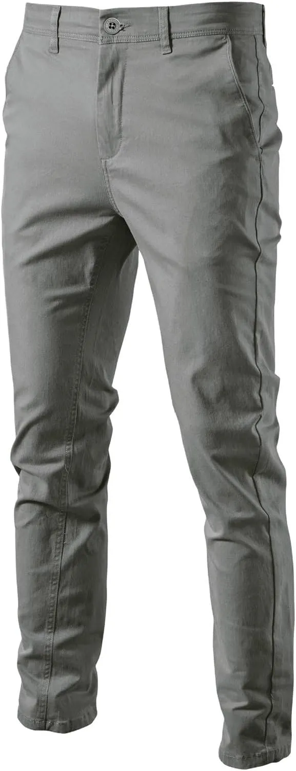 Mens Fleece Chino Carpenter Pants Big&Tall Elastic Waist Flat Front Casual Smart Business Trousers Winter Work Pant Plus Size