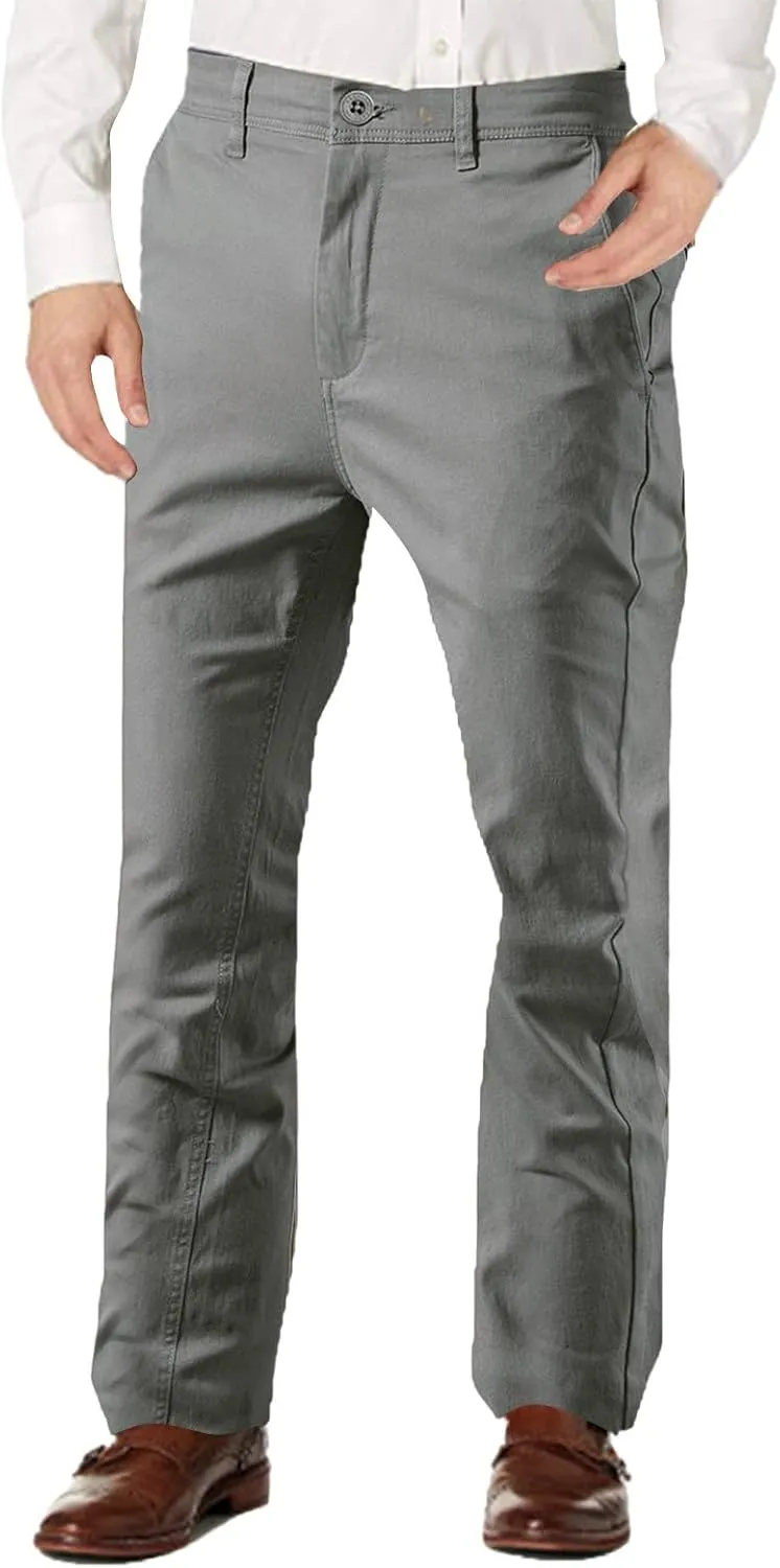 Mens Fleece Chino Carpenter Pants Big&Tall Elastic Waist Flat Front Casual Smart Business Trousers Winter Work Pant Plus Size