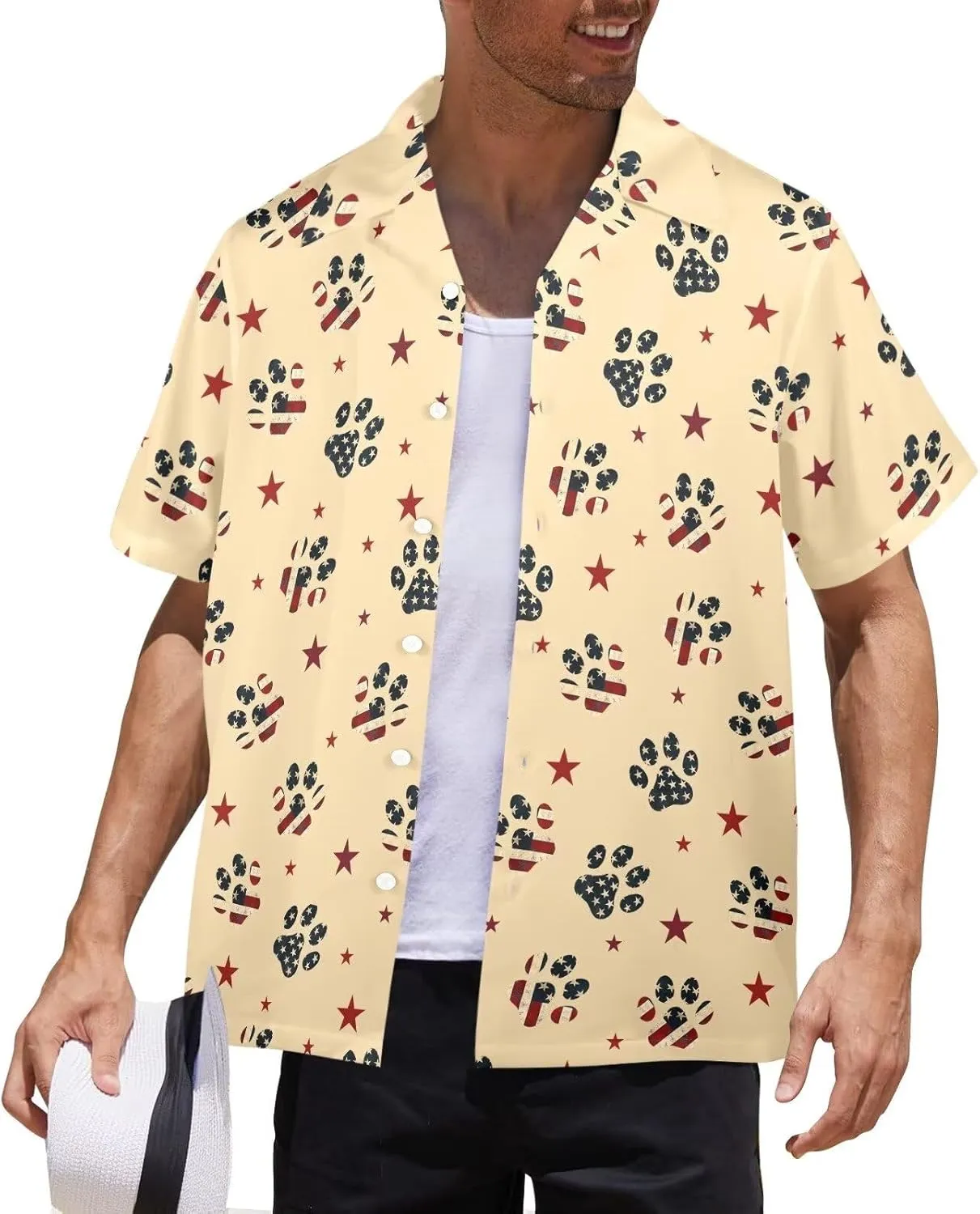 Mens Hawaiian Shirts Short Sleeve Beach Shirts Button-Down Dressy T-Shirts Plus Size Tropical Vacation T-Shirts