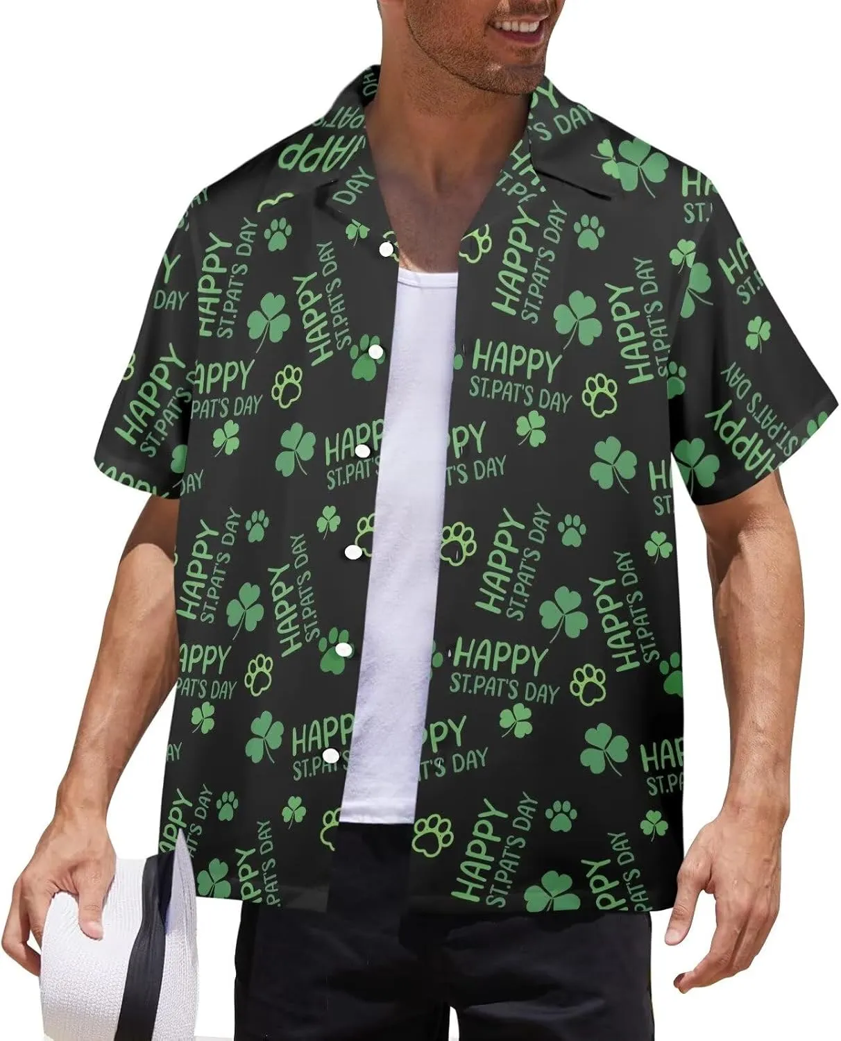 Mens Hawaiian Shirts Short Sleeve Beach Shirts Button-Down Dressy T-Shirts Plus Size Tropical Vacation T-Shirts