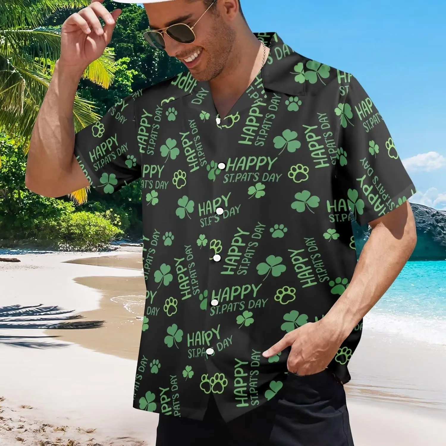 Mens Hawaiian Shirts Short Sleeve Beach Shirts Button-Down Dressy T-Shirts Plus Size Tropical Vacation T-Shirts