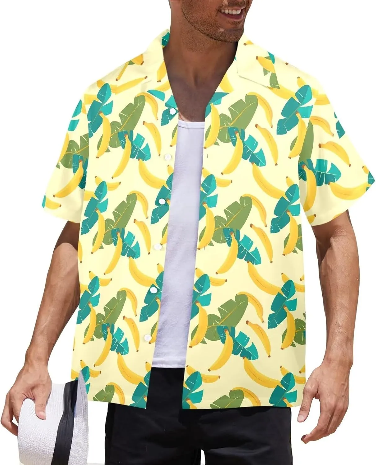 Mens Hawaiian Shirts Short Sleeve Tropical Shirts Button Down Dressy T-Shirts Fashion Beach T-Shirts S-5XL