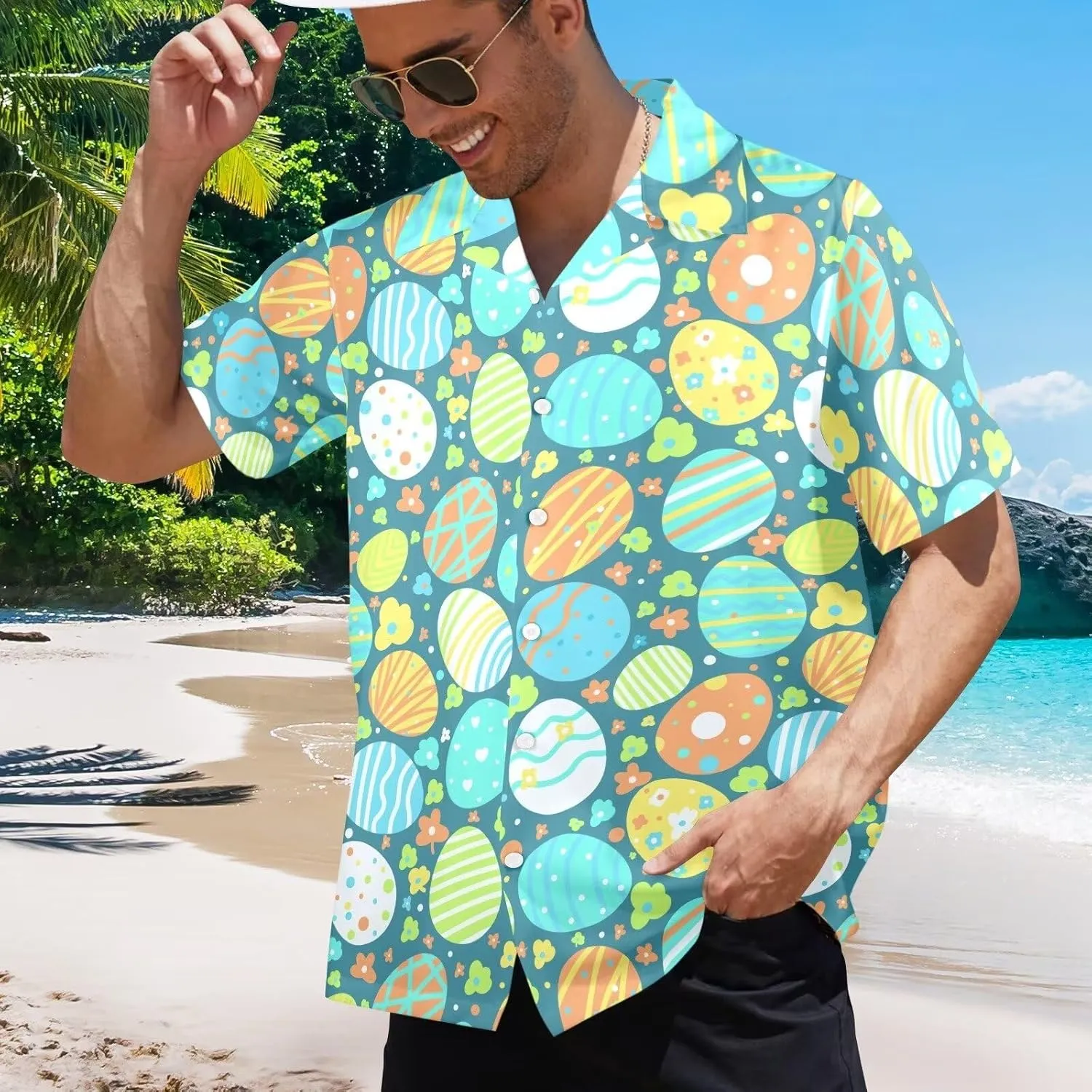 Mens Hawaiian Shirts Short Sleeve Tropical Shirts Button Down Dressy T-Shirts Fashion Beach T-Shirts S-5XL