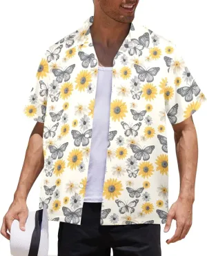 Mens Hawaiian Shirts Short Sleeve Tropical Shirts Button Down Dressy T-Shirts Fashion Beach T-Shirts S-5XL