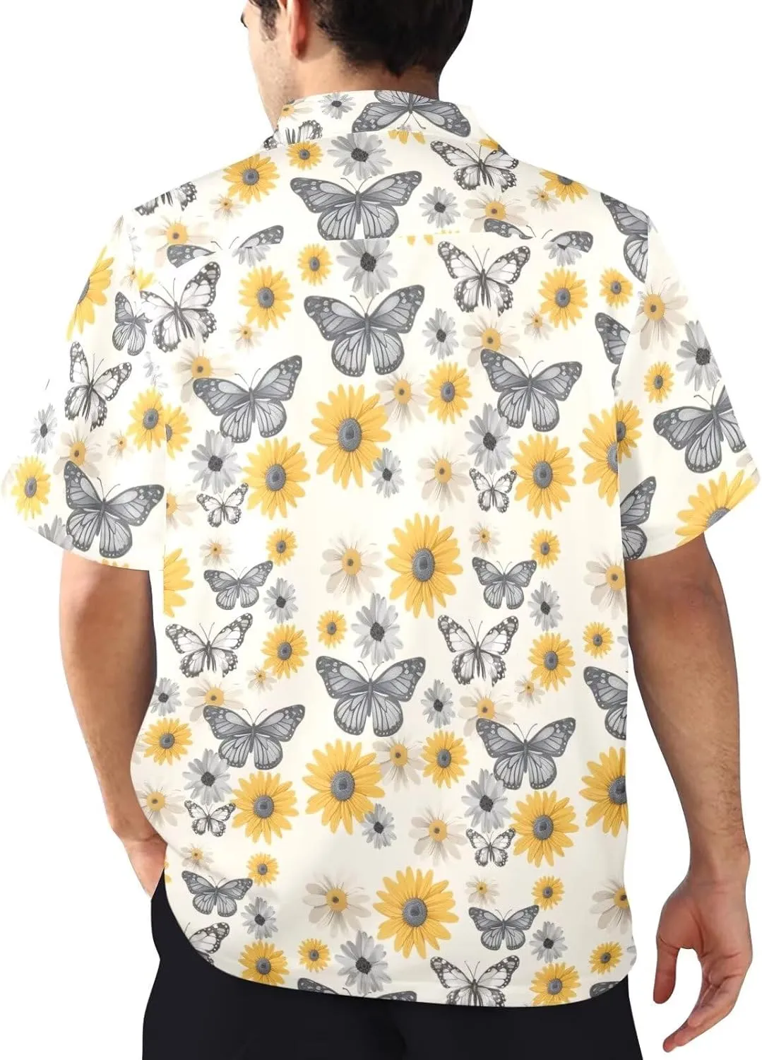 Mens Hawaiian Shirts Short Sleeve Tropical Shirts Button Down Dressy T-Shirts Fashion Beach T-Shirts S-5XL