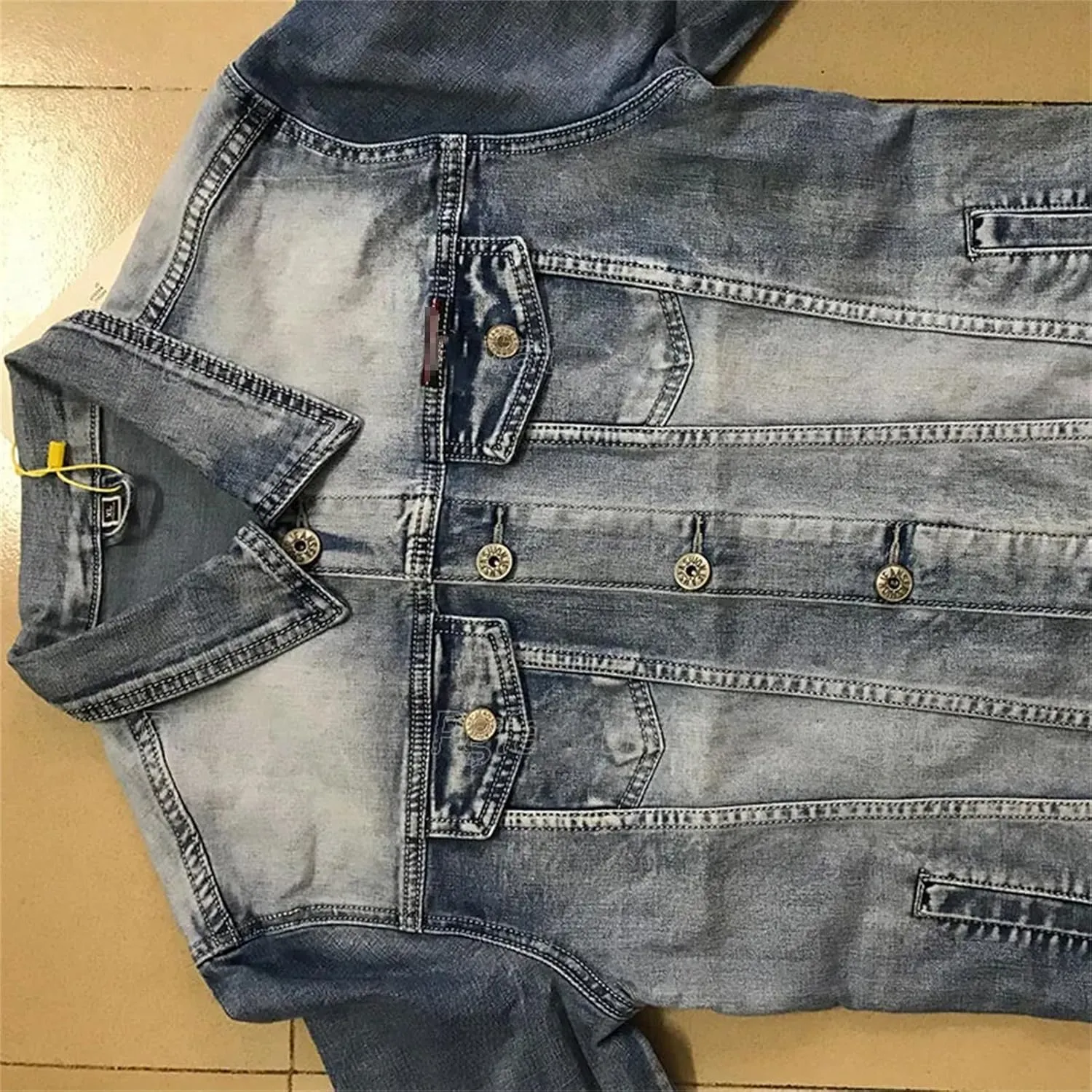 Men's Jeans 2Pc Sets Light Blue Simple Long Sleeve Denim Jacket and Pants