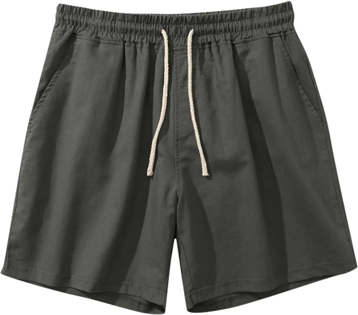 Men's Linen Shorts Casual Cotton Lightweight Elastic Waist Drawstring 2025 Summer Shorts with Pockets
