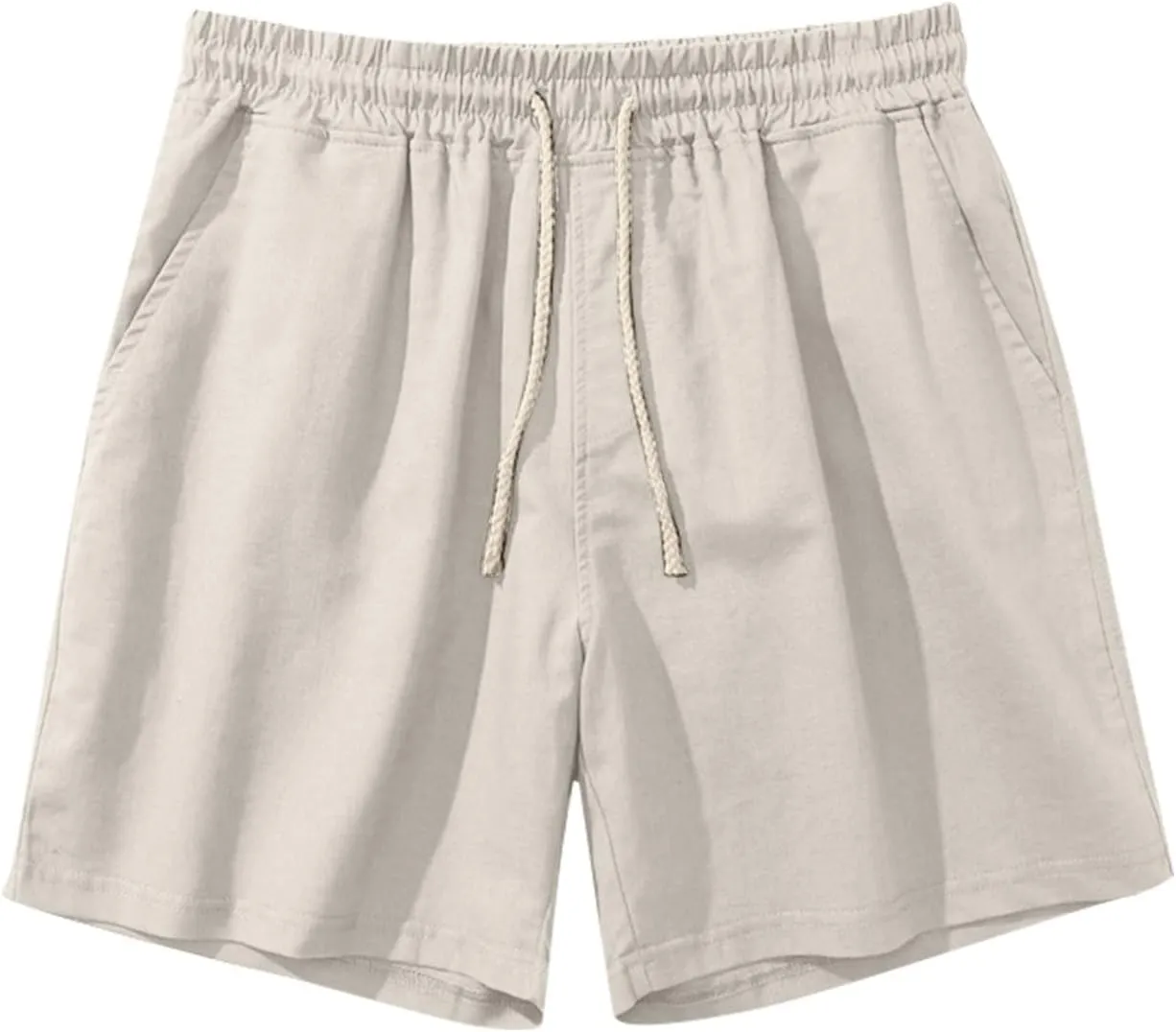 Men's Linen Shorts Casual Cotton Lightweight Elastic Waist Drawstring 2025 Summer Shorts with Pockets