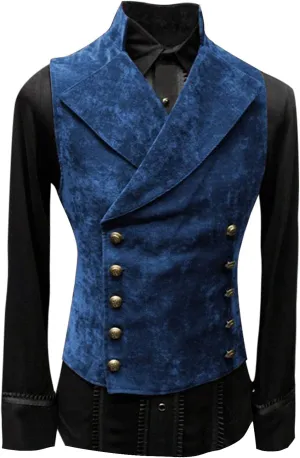 Men's Medieval Vest Victorian Steampunk Gothic Waistcoat Slim Fit Double Breasted Gentleman Wedding Prom Party Tuxedo Jacket