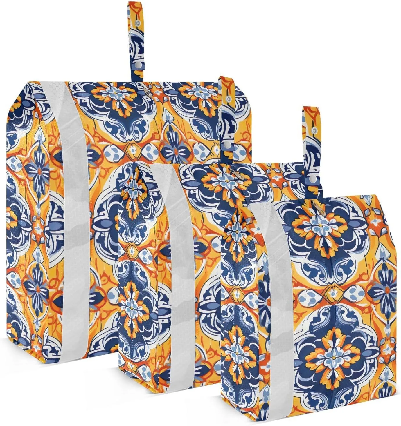 Mexican Tile Flowers Pattern Packing Cubes for Travel 3 Set Packing Compression Cubes Luggage Organizer Bags for Easy Packing