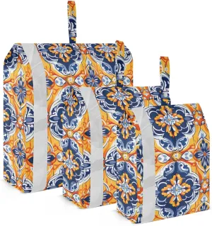 Mexican Tile Flowers Pattern Packing Cubes for Travel 3 Set Packing Compression Cubes Luggage Organizer Bags for Easy Packing