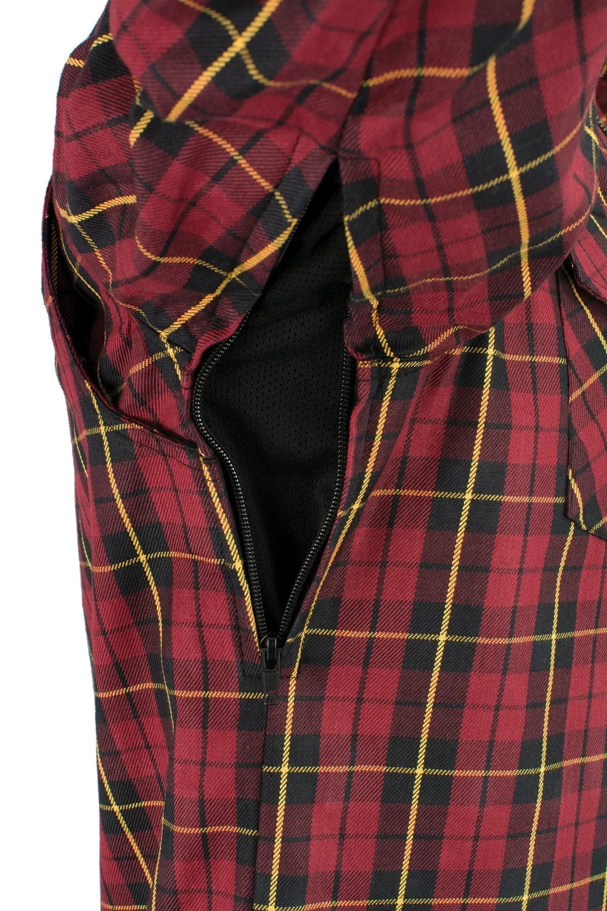 Milwaukee Leather MPM1632  Men's Armored Checkered Flannel Biker Shirt w/ Aramid® by DuPont™ Fibers
