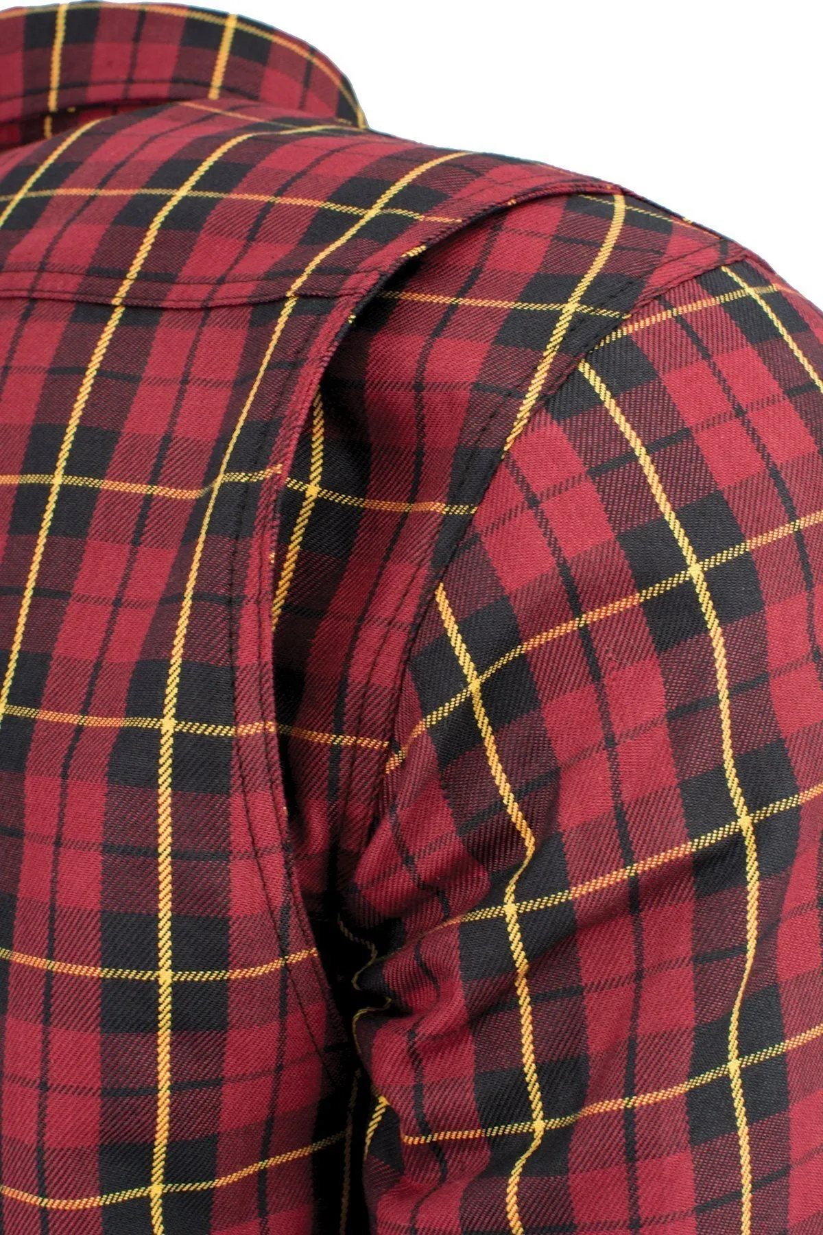 Milwaukee Leather MPM1632  Men's Armored Checkered Flannel Biker Shirt w/ Aramid® by DuPont™ Fibers