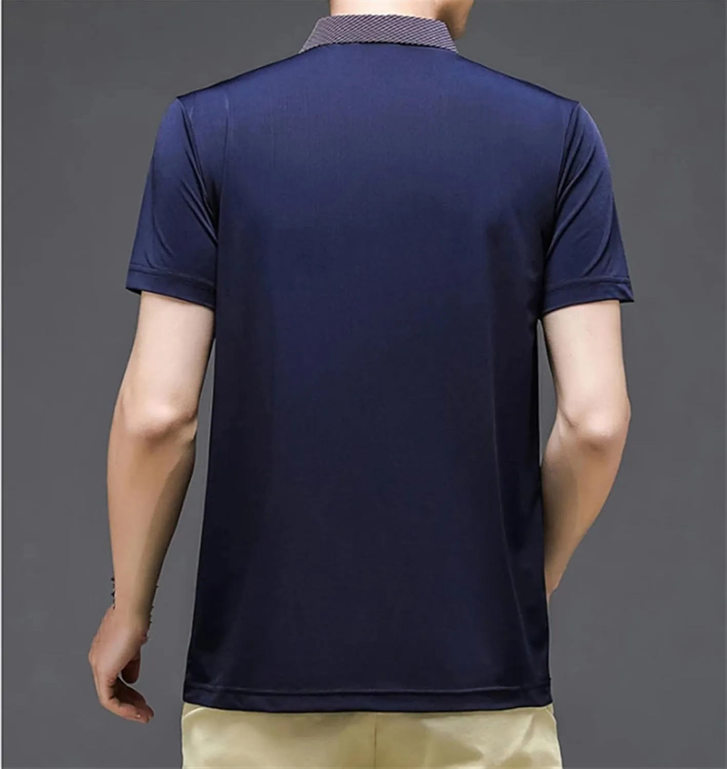 Mnjyihy Men Summer Polo Shirts Solid Color Slim Fits Pocket Quick-Dry Short Sleeve Casual Athletic Golf Shirts