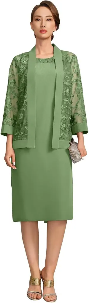 Mother of The Bride Dresses with Lace Jacket Formal Evening Gowns for Women Mother of The Groom Wedding Guest Dress