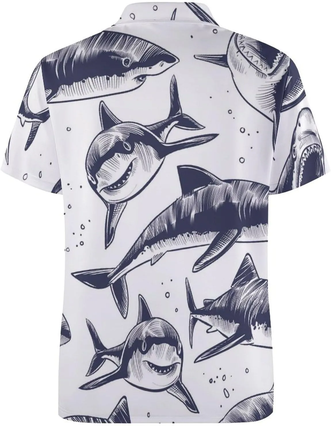 Ocean Sharks Mens Polo Shirts Quick Dry Short Sleeve T-shirts Slim Tennis Collared Tees Tops