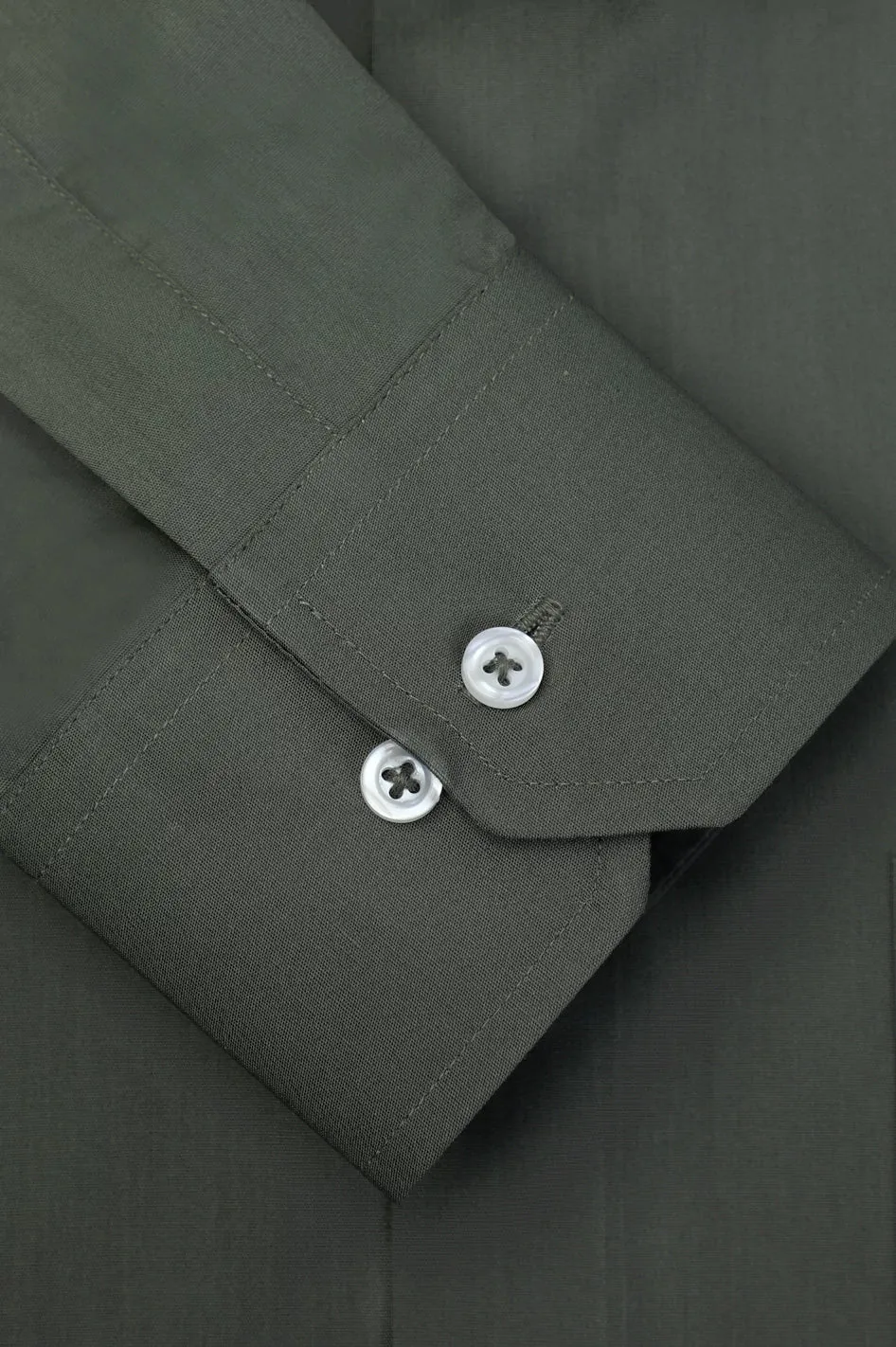 Olive Oxford Plain Formal Shirt