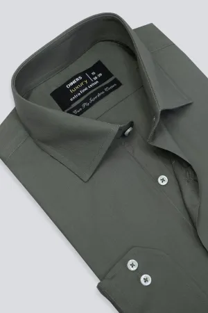 Olive Oxford Plain Formal Shirt