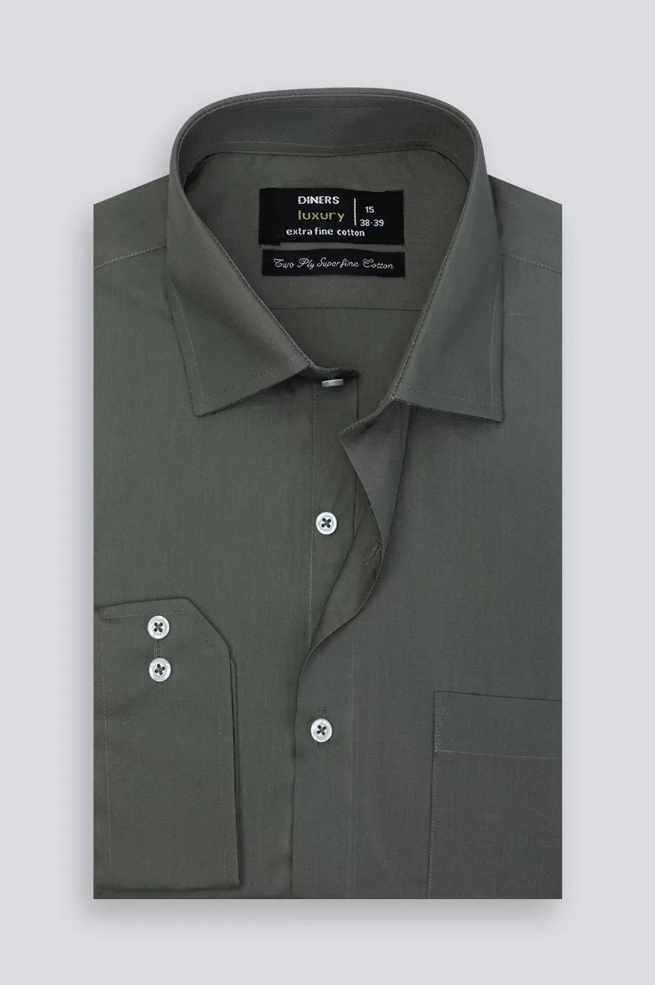 Olive Oxford Plain Formal Shirt