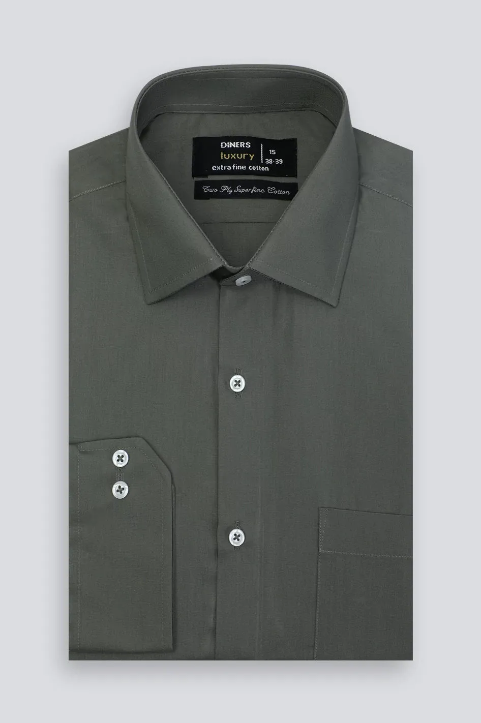 Olive Oxford Plain Formal Shirt