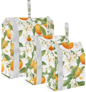 Orange White Flowers Packing Cubes for Travel 3 Set Large Packing Cubes Luggage Cubes for Easy Packing