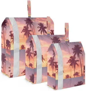 Palm Tree Sunset Pink Cloud Packing Cubes for Travel 3 Set Compression Bags Suitcase Organizer Bags Set for Easy Packing