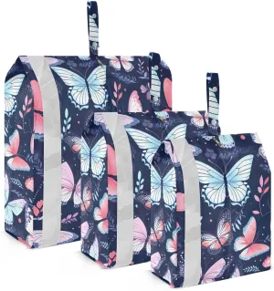 Pink Butterflies Packing Cubes for Travel 3 Set Compression Packing Bags Luggage Packing Organizers for Easy Packing