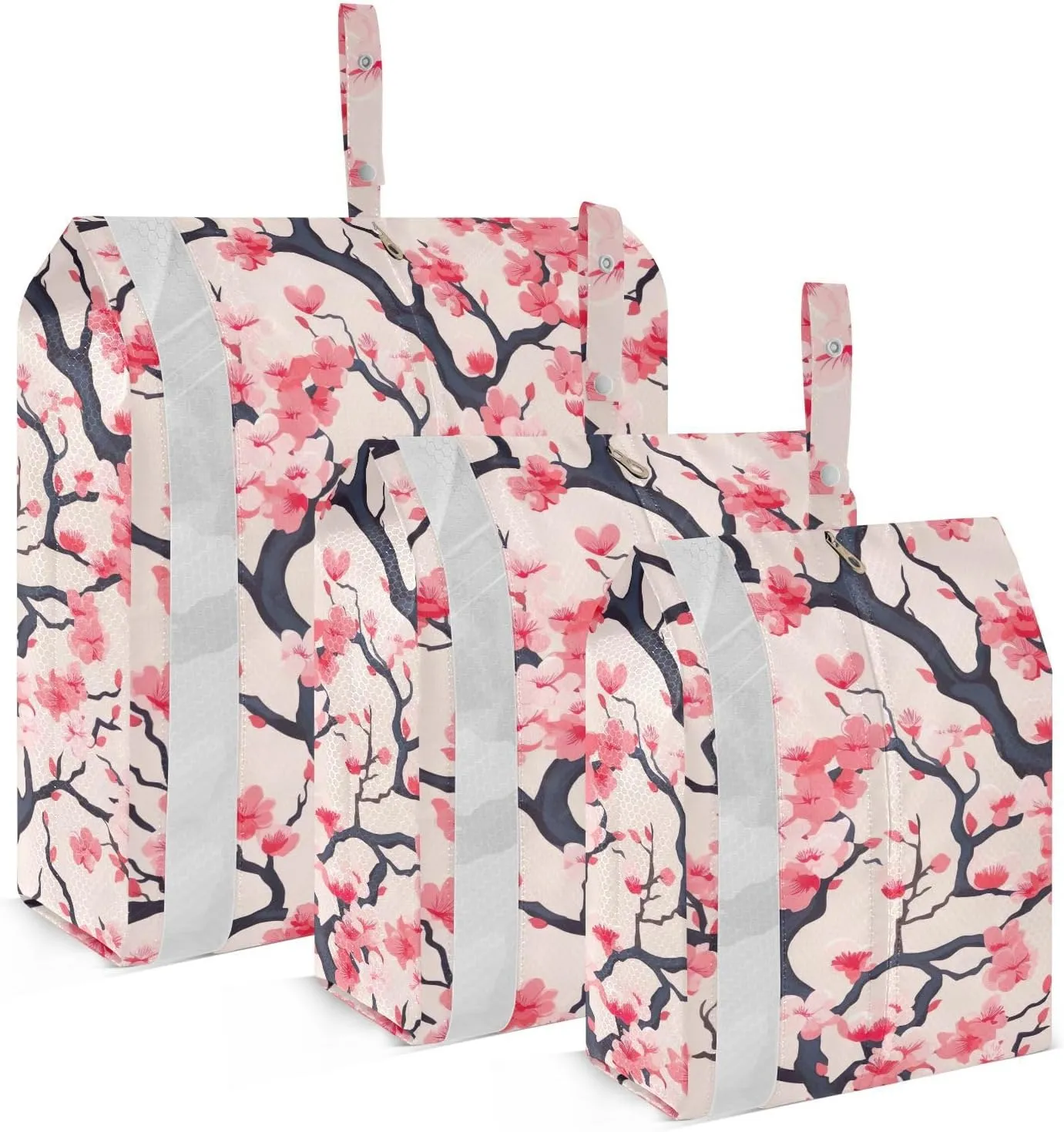 Pink Cherry Blossoming Branches Packing Cubes for Travel 3 Set Compression Packing Cubes Luggage Bags Organizer for Easy Packing