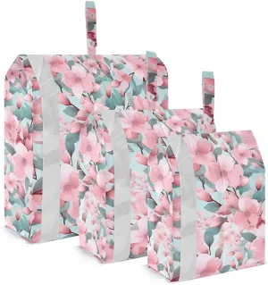 Pink Flower Leaves Packing Cubes for Travel 3 Set Travel Bags Organizer Suitcase Organizer Bags Set for Easy Packing