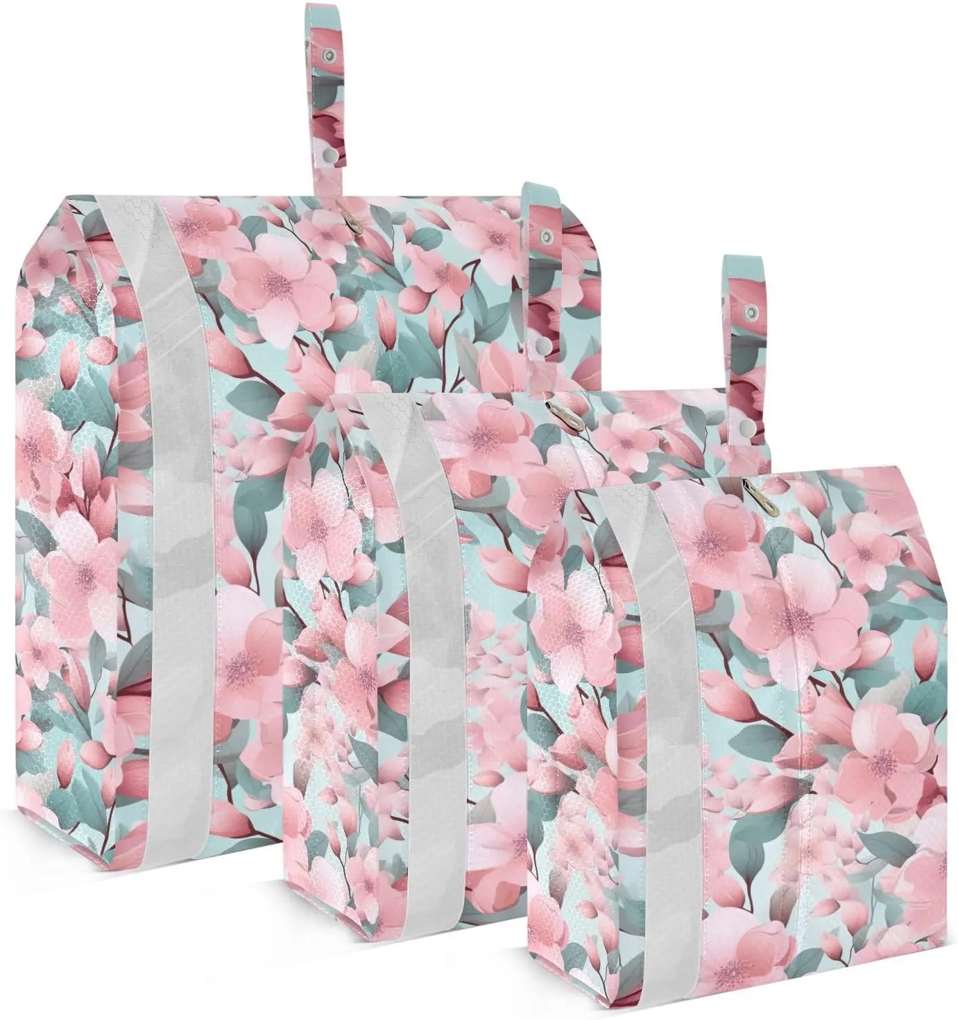 Pink Flower Leaves Packing Cubes for Travel 3 Set Travel Bags Organizer Suitcase Organizer Bags Set for Easy Packing