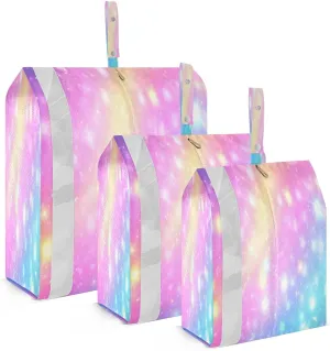 Pink Galaxy Packing Cubes for Travel 3 Set Compression Travel Bags Luggage Cubes for Easy Packing