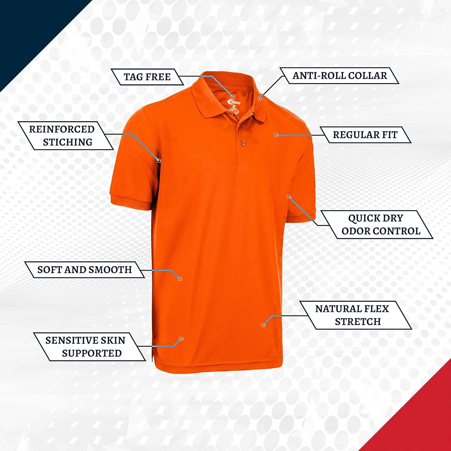 Premium Wear Men's High Moisture Wicking Polo T Shirts
