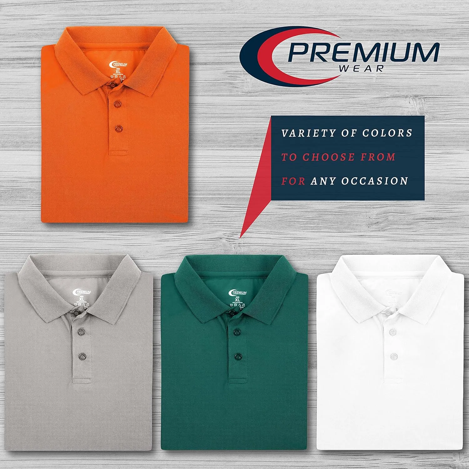 Premium Wear Men's High Moisture Wicking Polo T Shirts