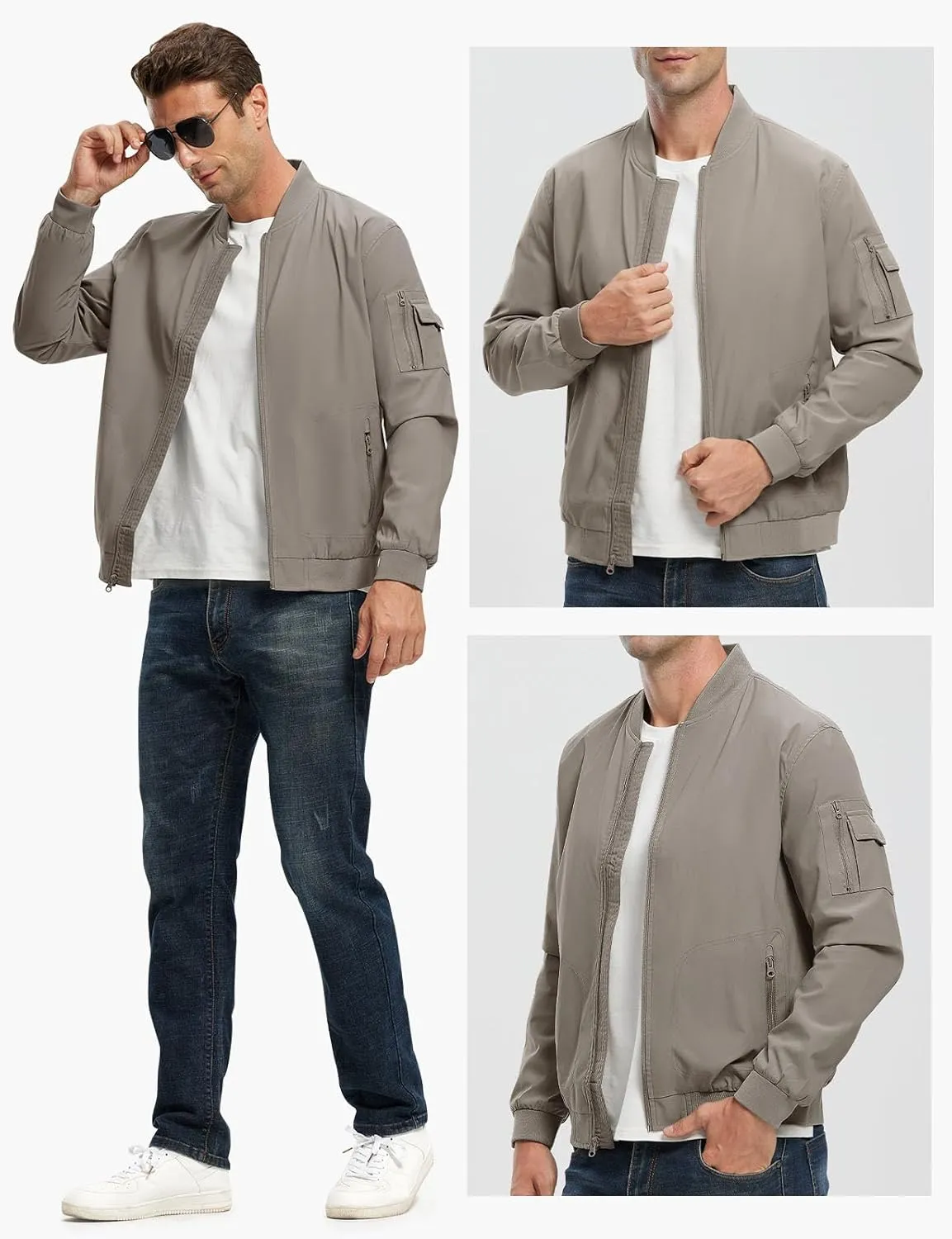 Rdruko Men's Lightweight Bomber Jacket Causal Fashion Stylish Windbreaker Light Jacket
