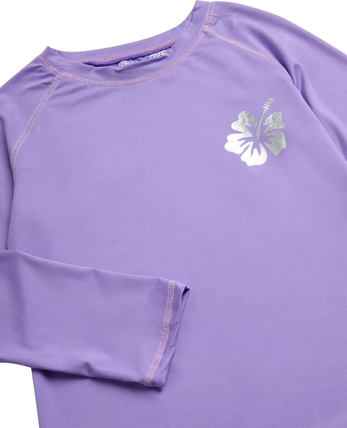 Real Love Girls' Rash Guard Shirts - 2 Piece Quick Dry Crew Neck Long Sleeve Swimming Shirts for Girls (Sizes: 2T-16)