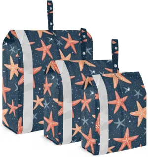 Red Blue Starfish Packing Cubes for Travel 3 Set Travel Compression Bags Suitcase Organizer Bags for Easy Packing