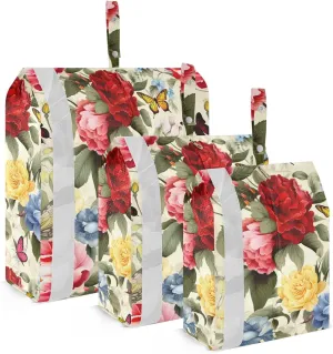 Red Floral Butterflies Packing Cubes for Travel 3 Set Compression Bags Suitcase Organizer Bags Set for Easy Packing