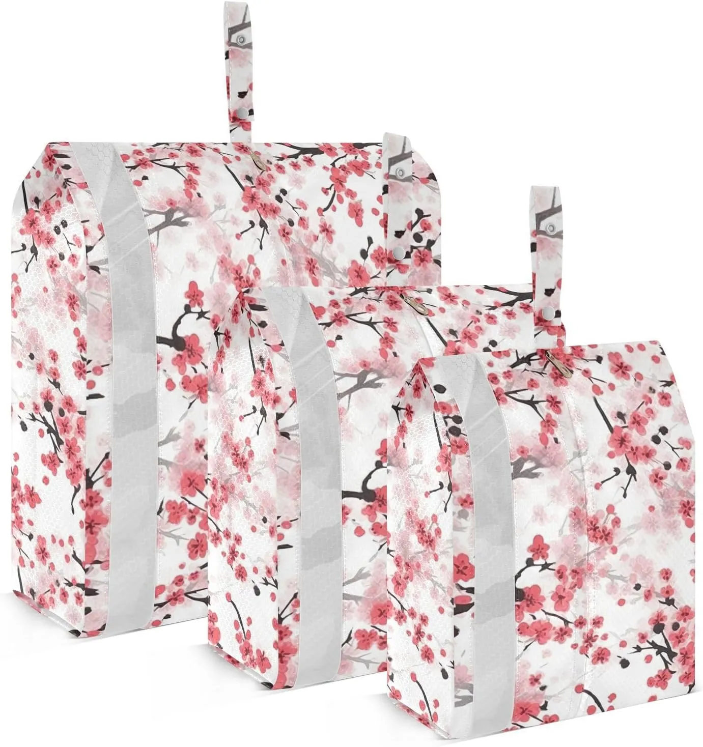 Red Plum Blossoms Packing Cubes for Travel 3 Set Compression Travel Bags Luggage Cubes for Easy Packing