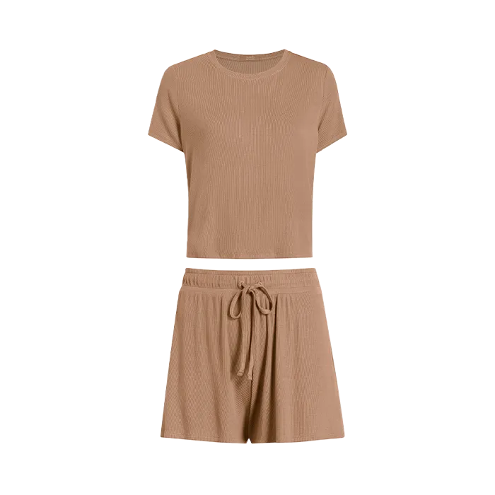 Ribbed Pajama Short Set | Cinnamon